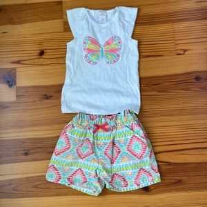 Gymboree short sleeve butterfly shirt and matching shorts